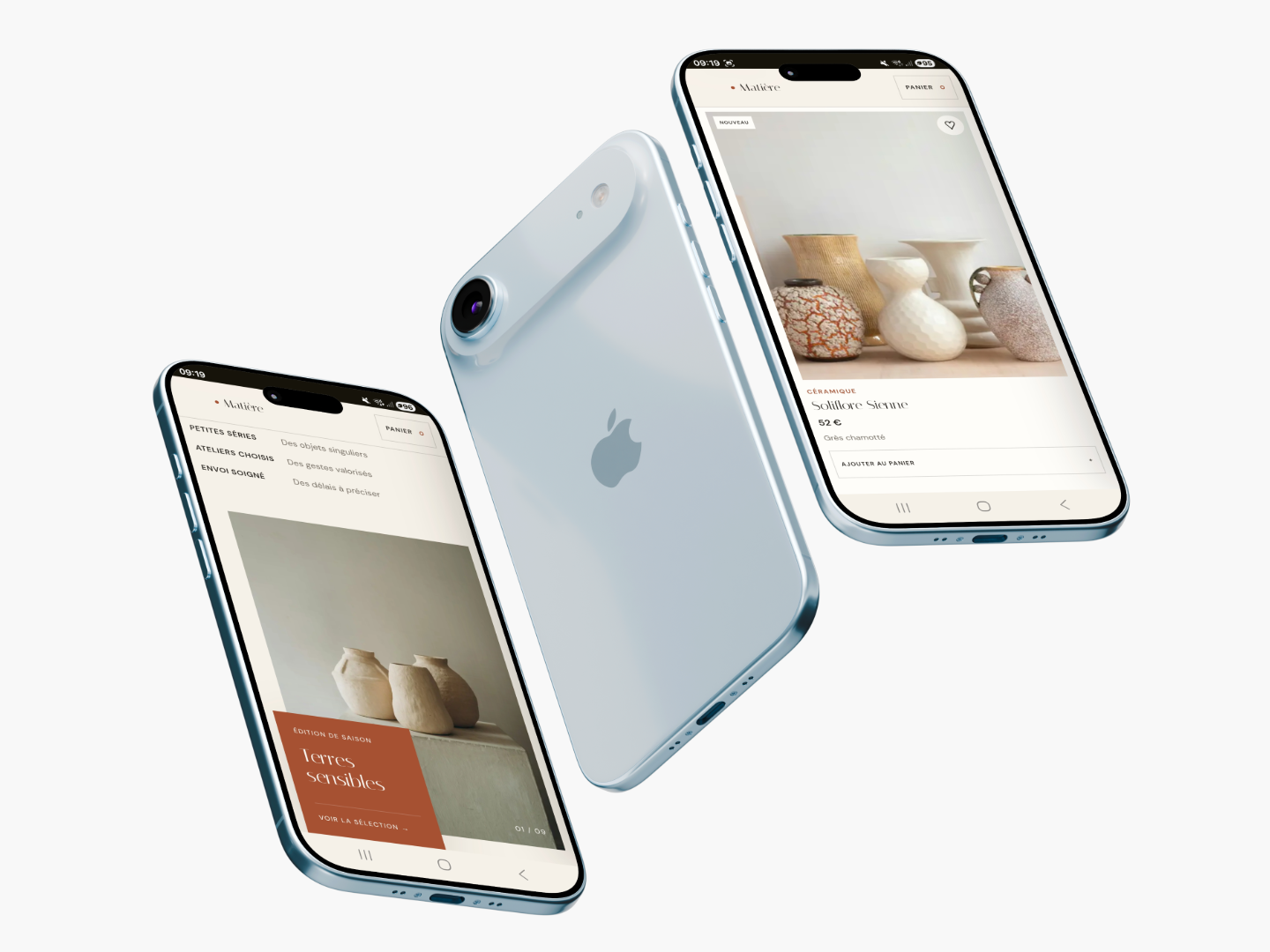 Aperçu téléphone du projet Créatif · Boutique en ligne, capture 1 sur 5